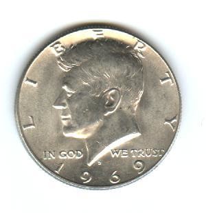 US Kennedy Half Dollar, 1969-D, AU