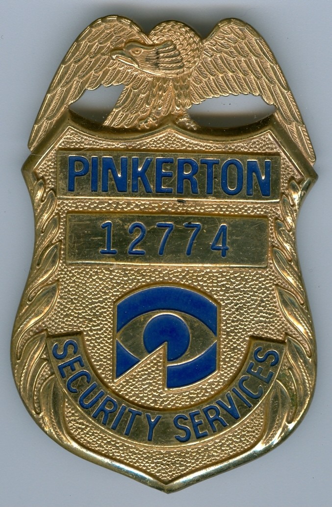 Pinkerton Security Badge #12774, Gold, PB