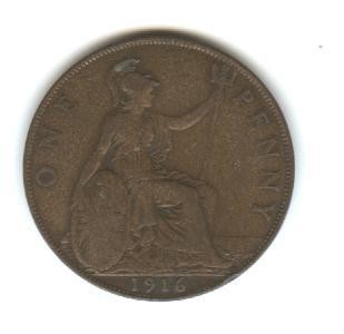 British One Penny, 1916, G