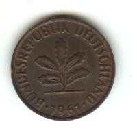 German 2 Pfennig, 1961, VG