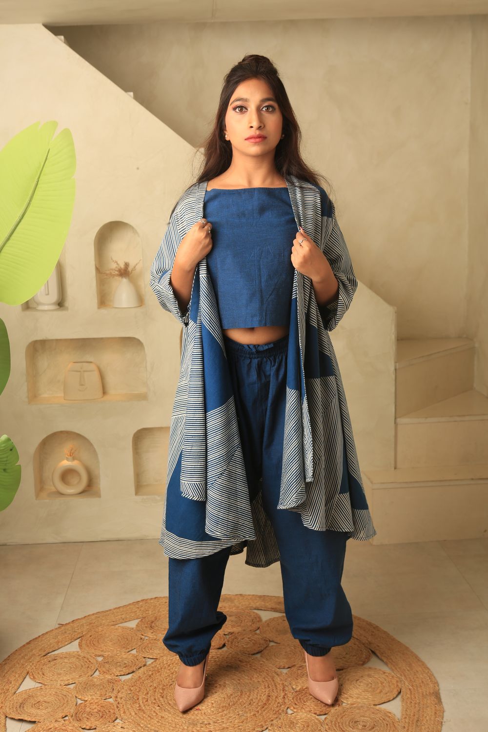 Indigo Drift co-ord set  (Drop-crotch Pants)