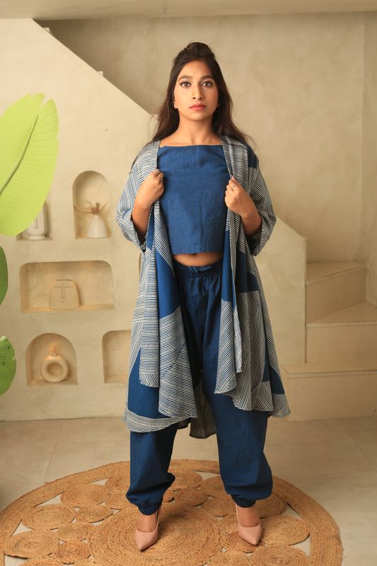 Indigo Drift co-ord set  (Drop-crotch Pants)