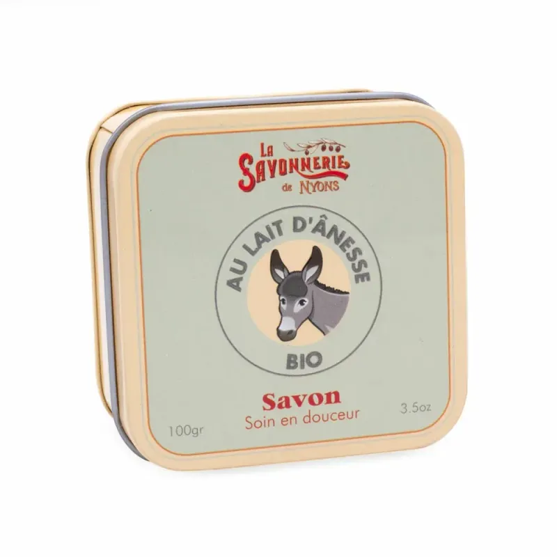 Savon dans boîte métal au lait d'ânesse
