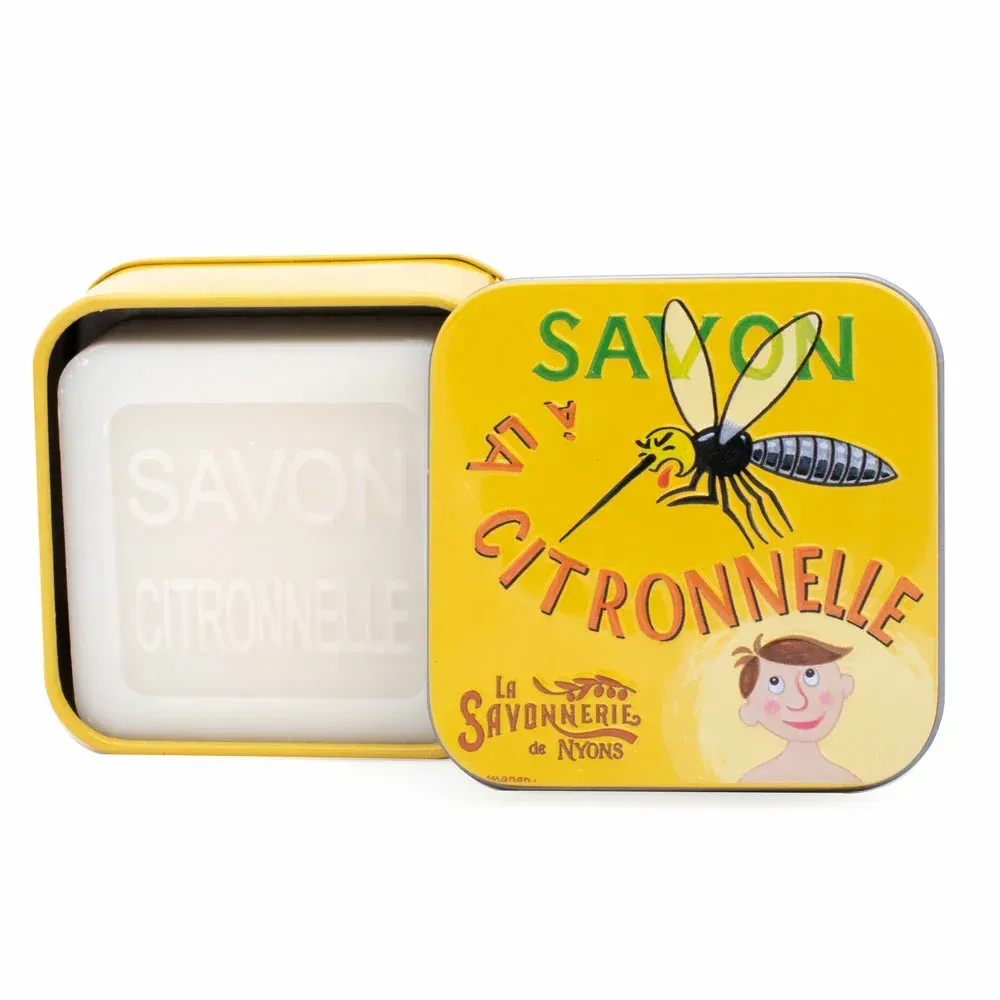 Savon à la citronnelle dans boîte en métal