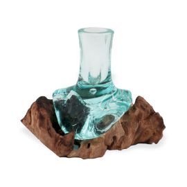 Petit vase fondu sur bois