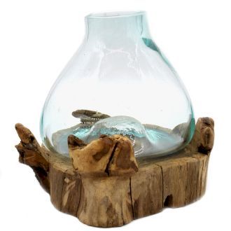 Grand aquarium en verre soufflé avec cavité lumineuse