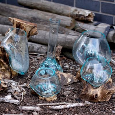 décoration en verre soufflé sur racine