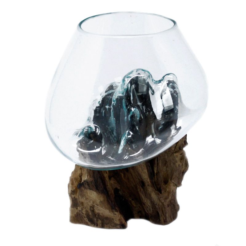 Vase en verre soufflé sur racine -LARGE
