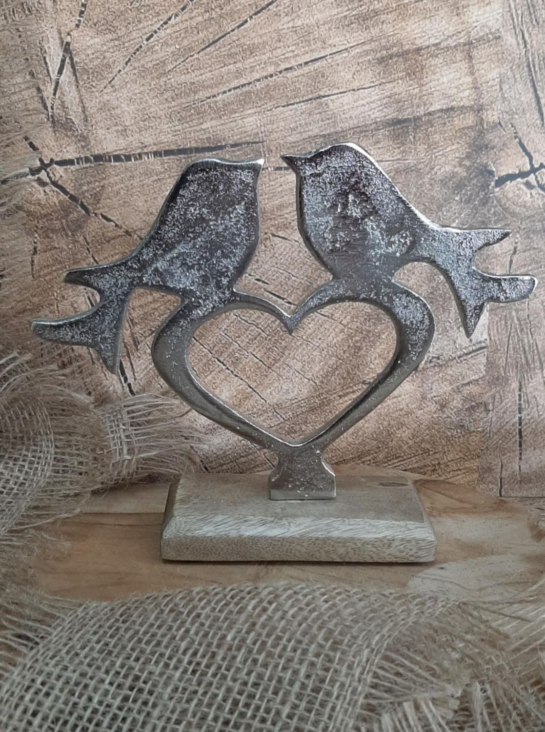 Présentoir oiseaux sur socle en bois