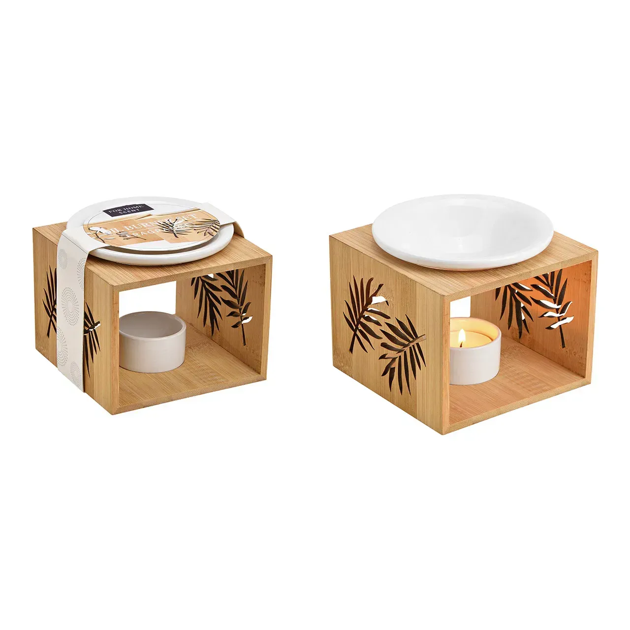 Brûle parfum en bois et céramique