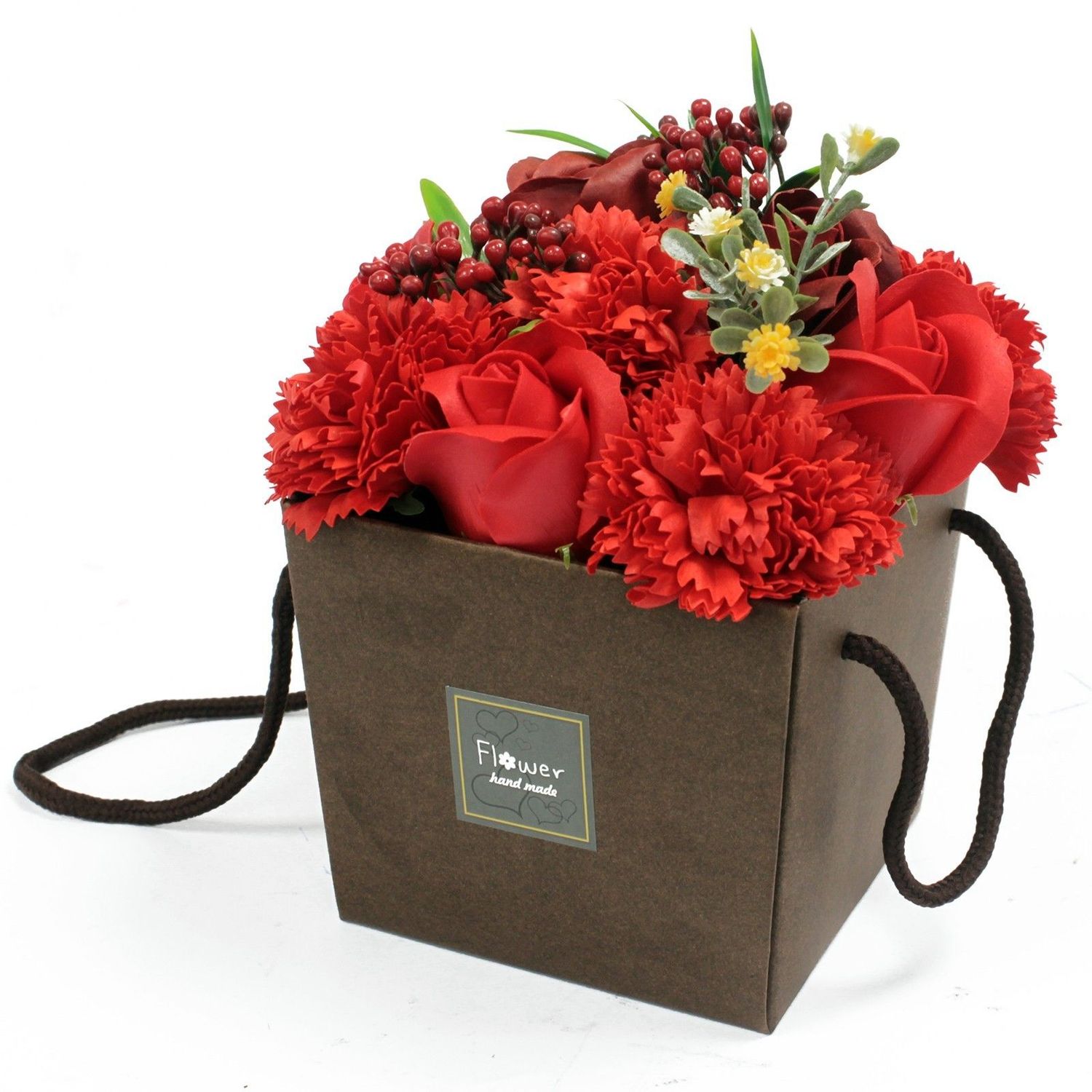 Bouquet de fleurs de bain - Roses et œillets - ROUGE