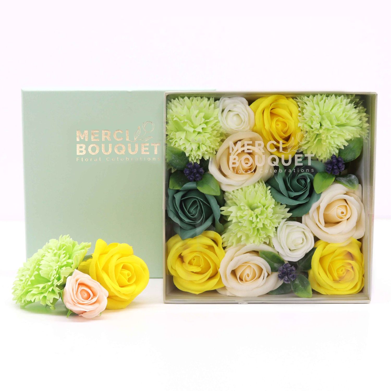 Boîte Carré - Célébration Printanière - VERT ET JAUNE