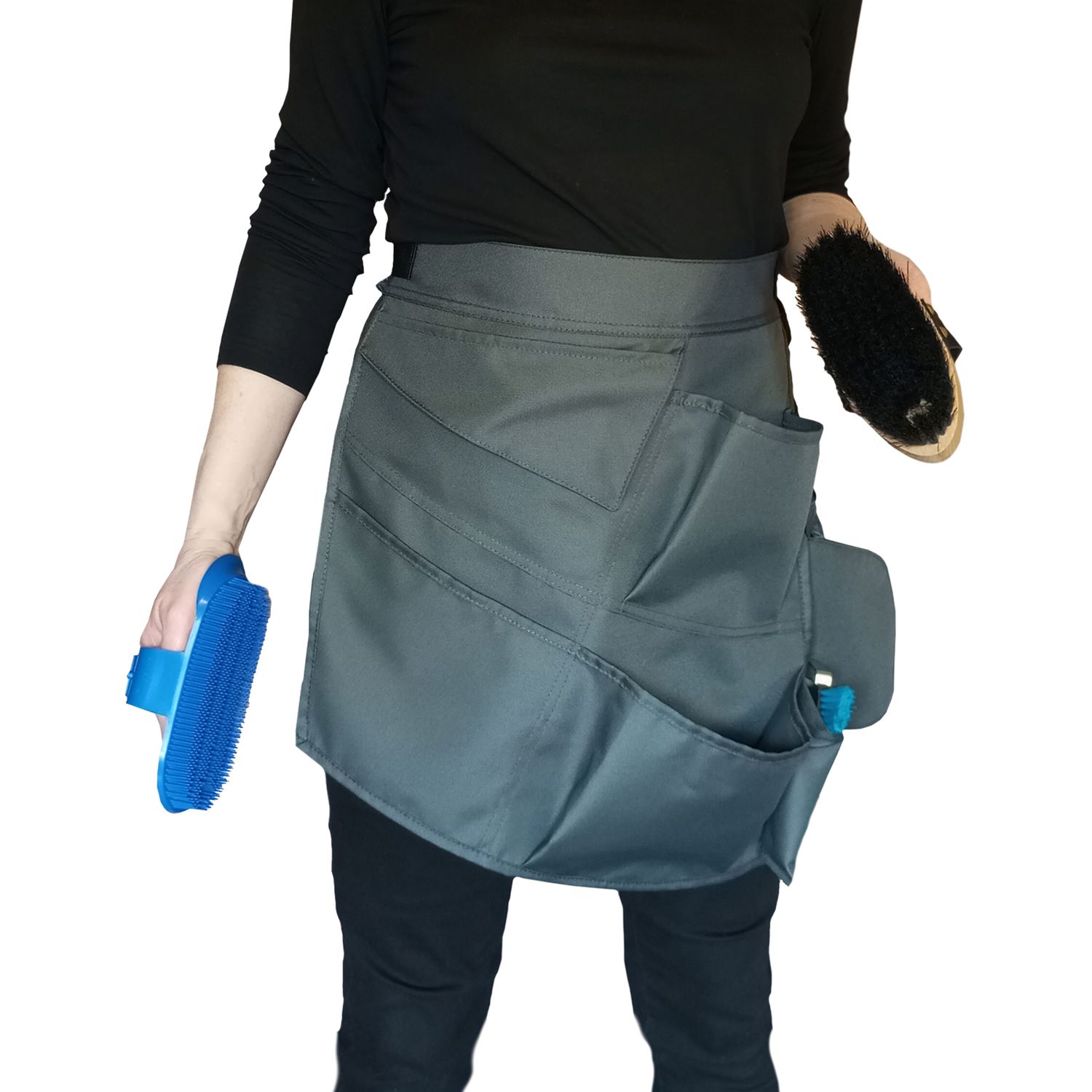 model KONTAKT. Fartuch stajenny, 4 kieszenie, rękawica, rozmiar S/M, kolor szary