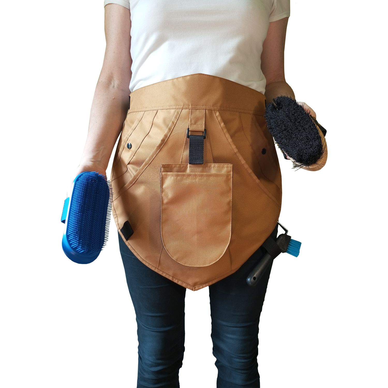 model ERB BIS. Fartuch stajenny, kieszeń zbiorcza, 2 kieszonki, rękawica, rozmiar SM, kolor złoty