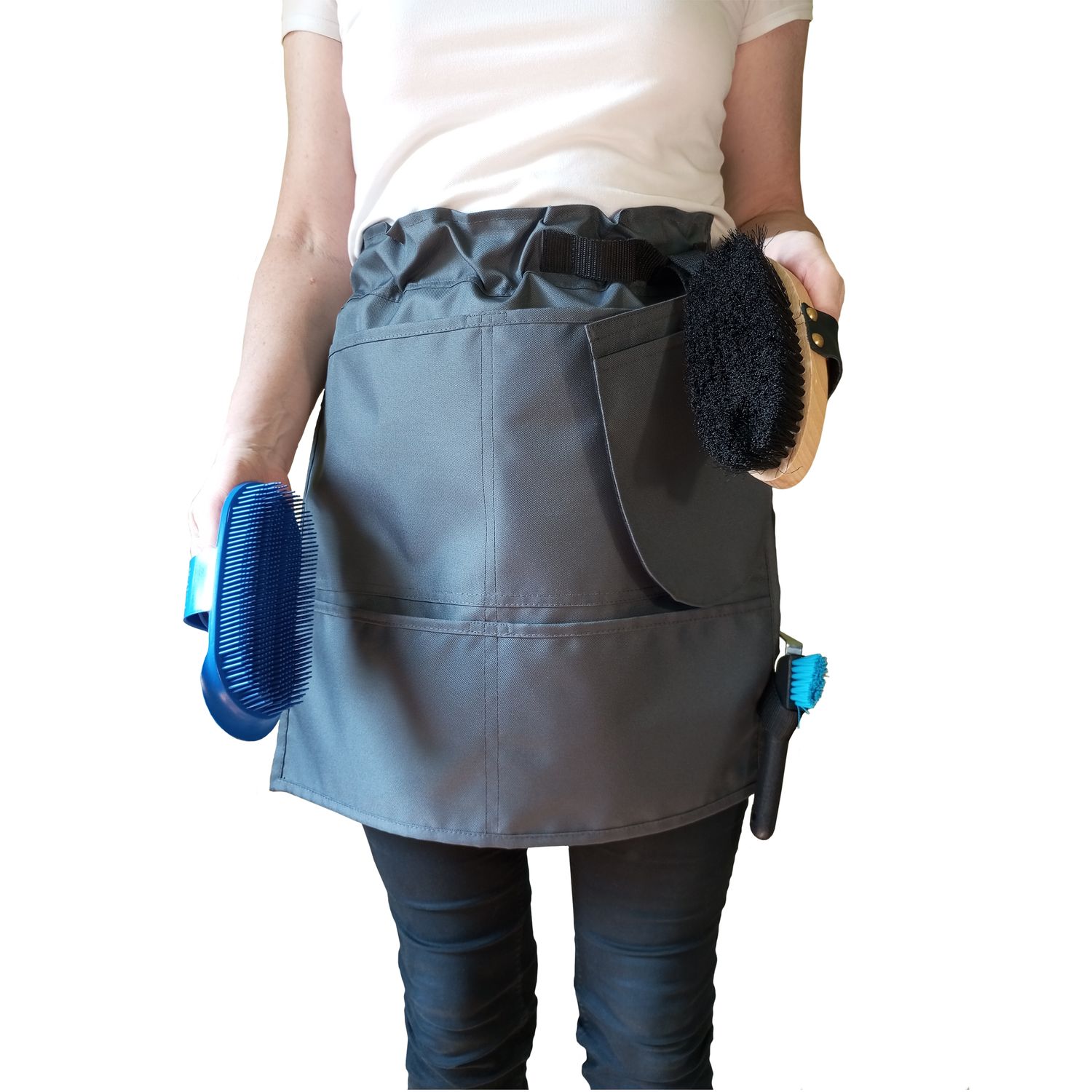 model PROST. Fartuch stajenny, 4 kieszenie, rękawica, kolor szary, rozmiar S/M