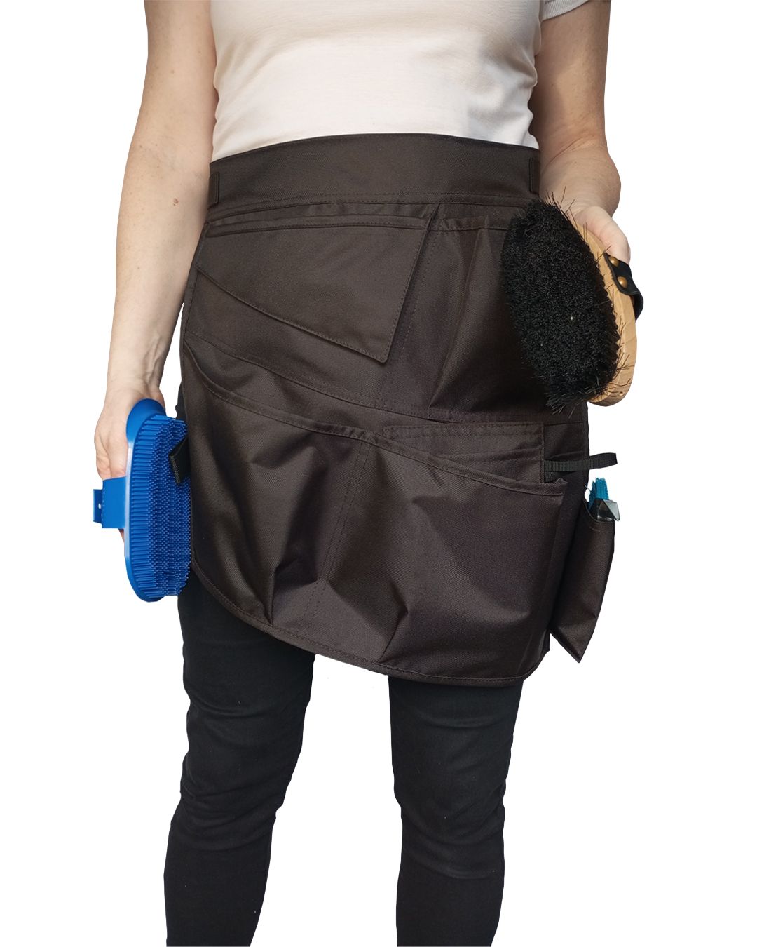 model KONTAKT. Fartuch stajenny, 4 kieszenie, rękawica, rozmiar S/M, kolor brązowy ciemny