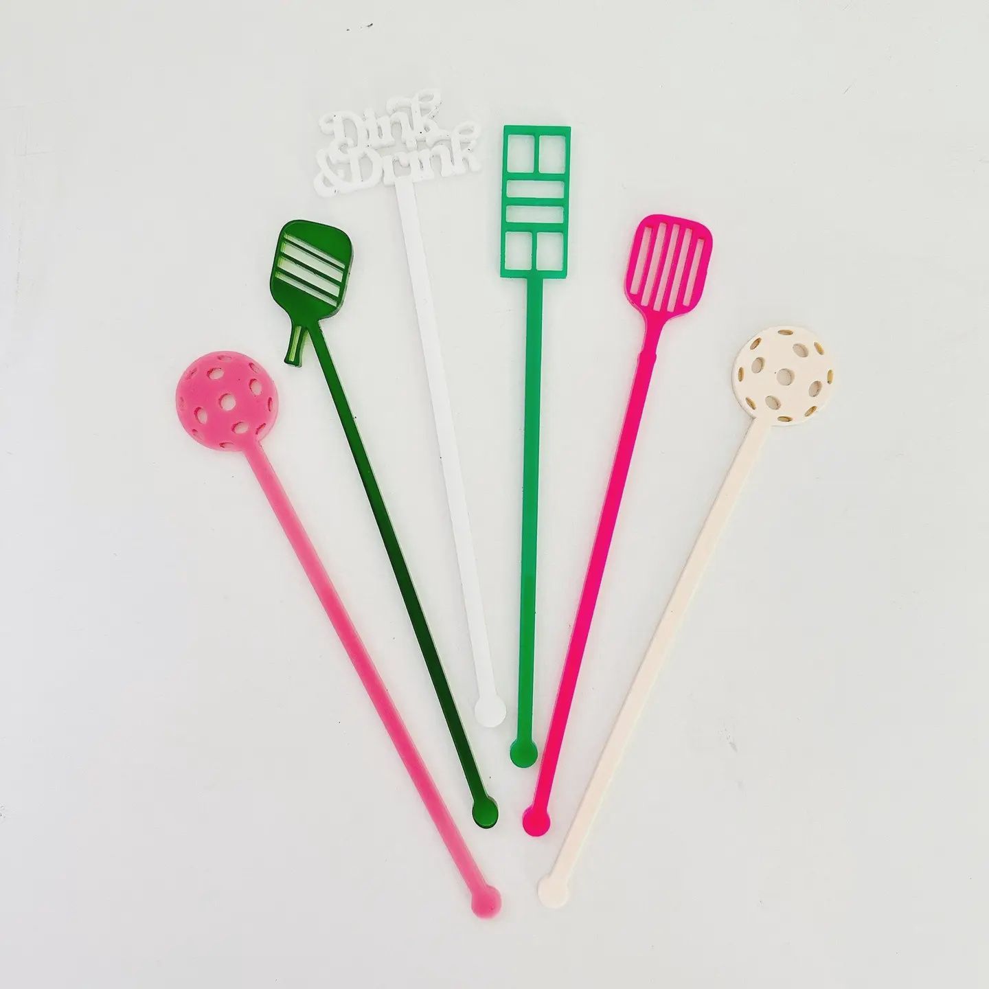 Stir Stick Set, Design: Pickleball Pink