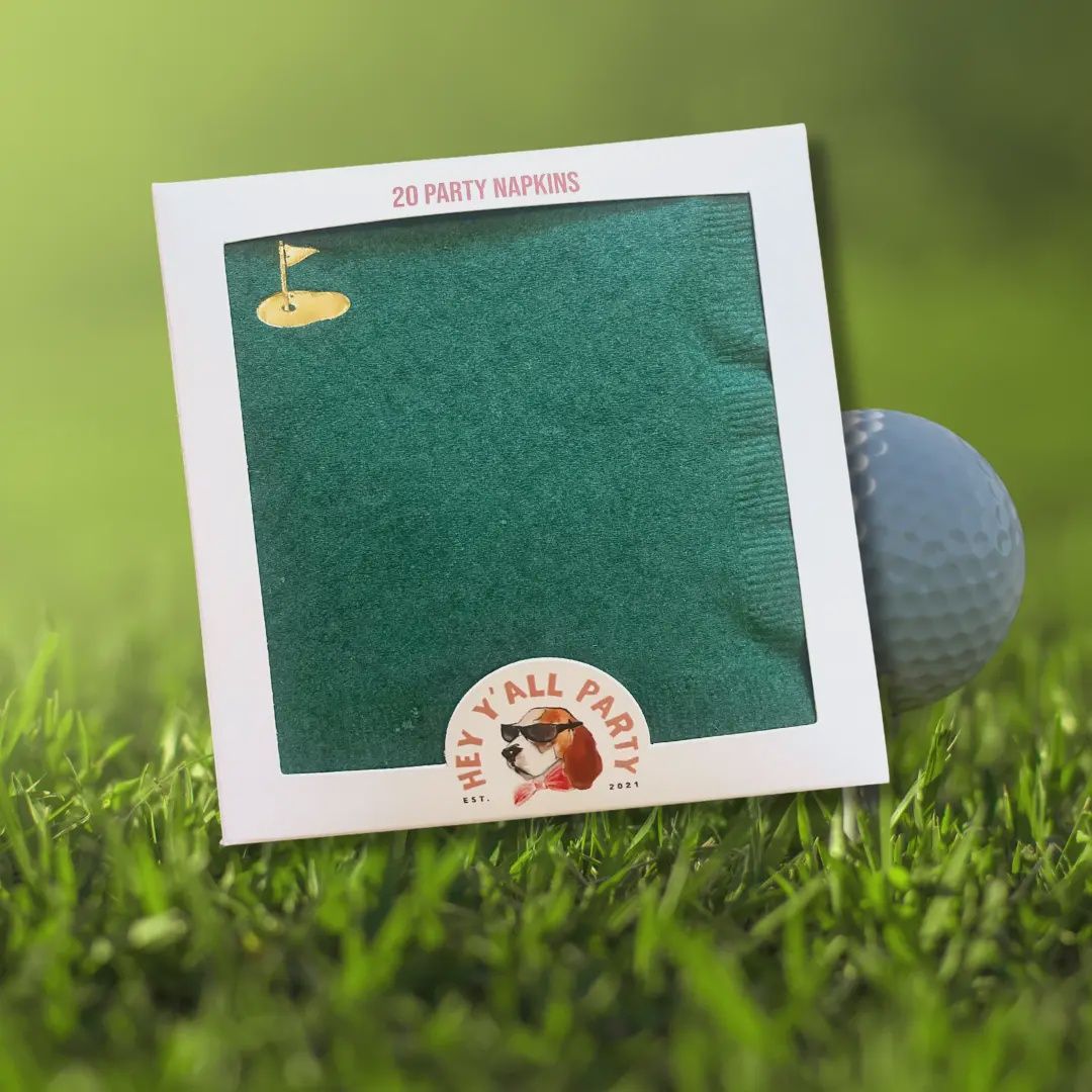 Green &amp; Gold Golf Foil Party Napkins