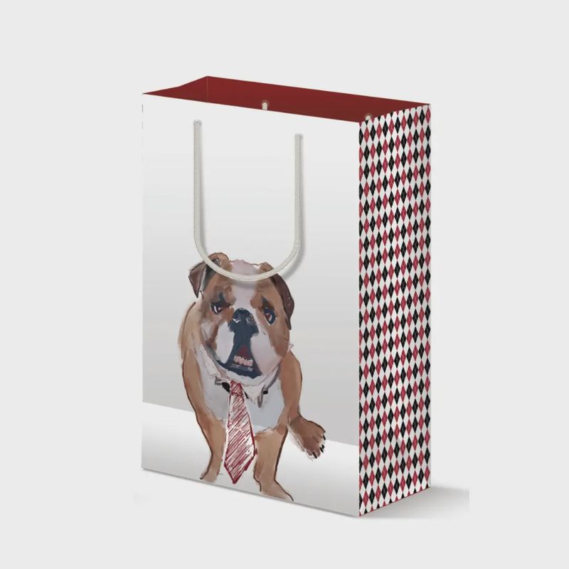 Bulldog with Argyle Gift Bag