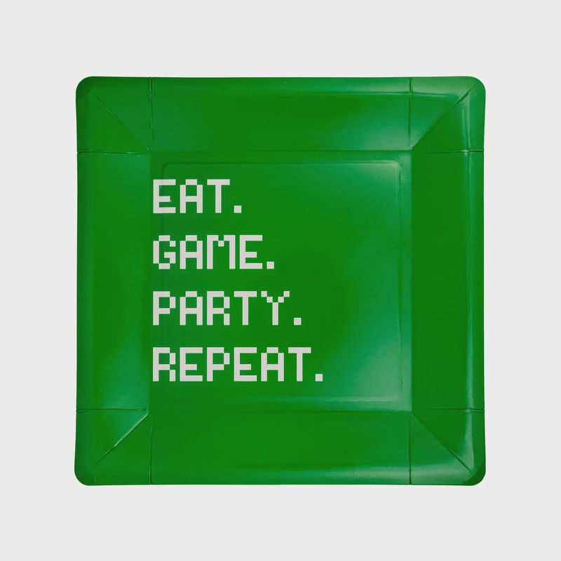 Eat Game Party Square Paper Plate