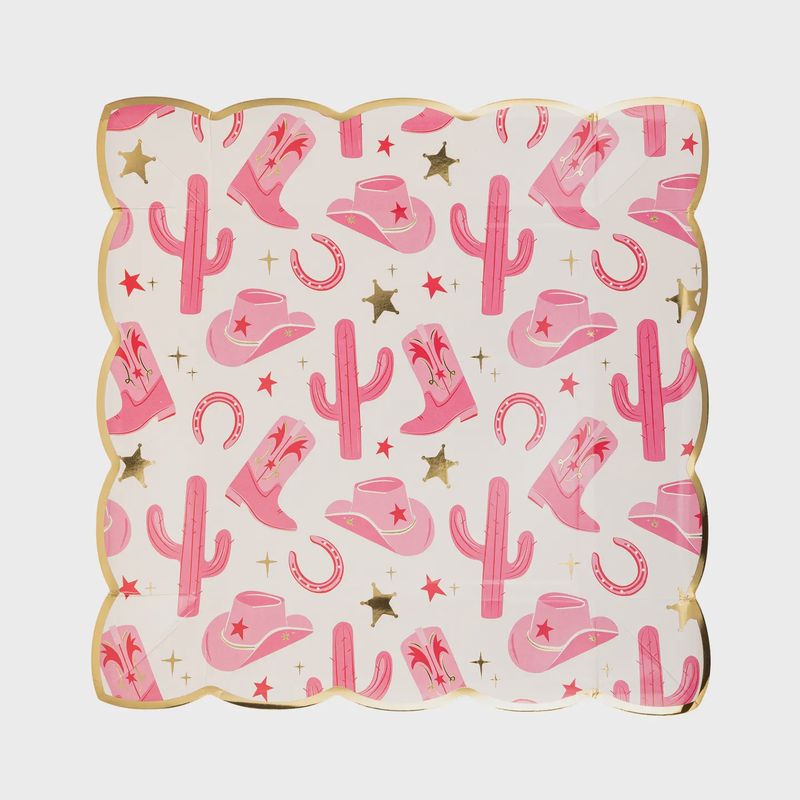 Disco Cowgirl Pattern Paper Plate