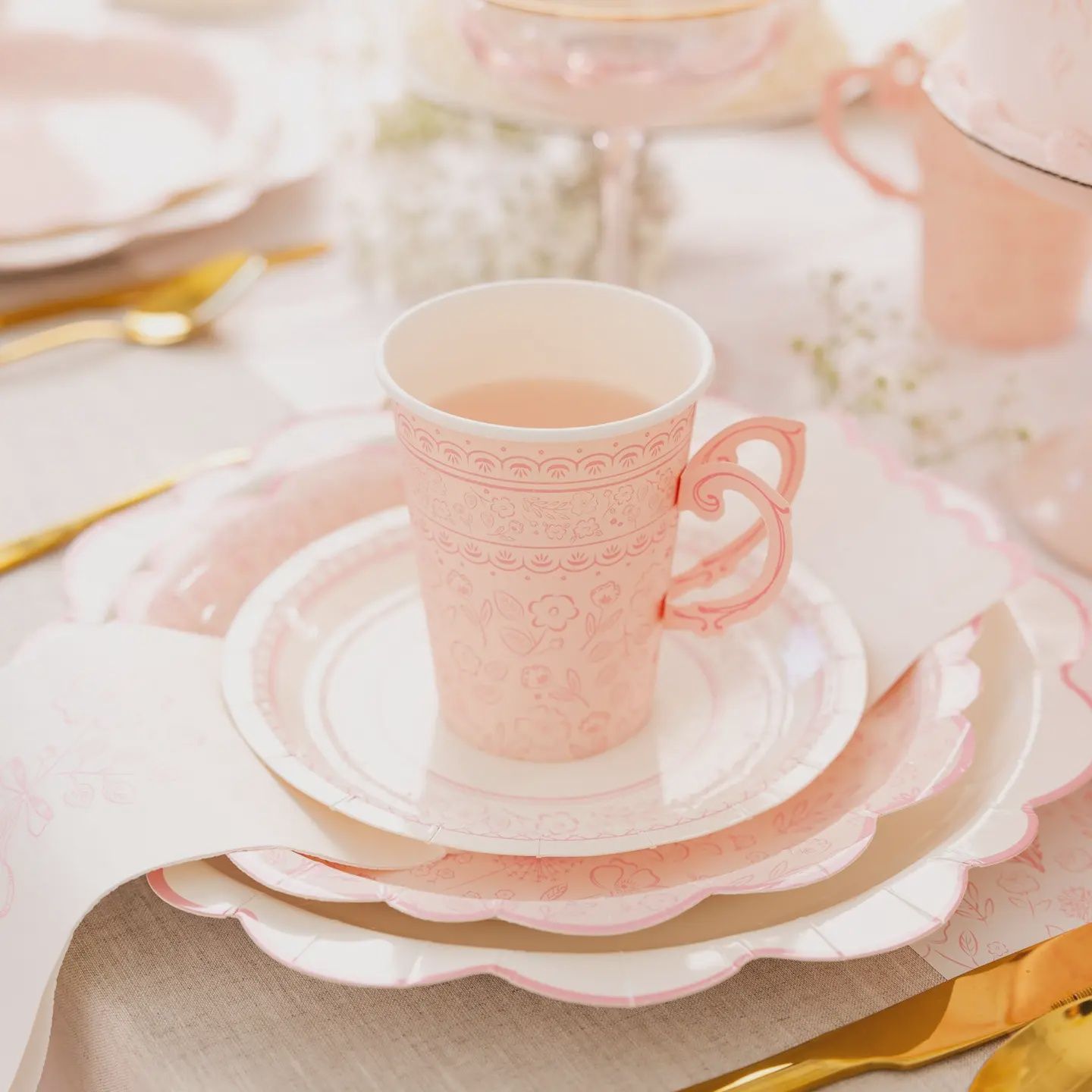 Pembroke Pink Paper Tea Party Cups