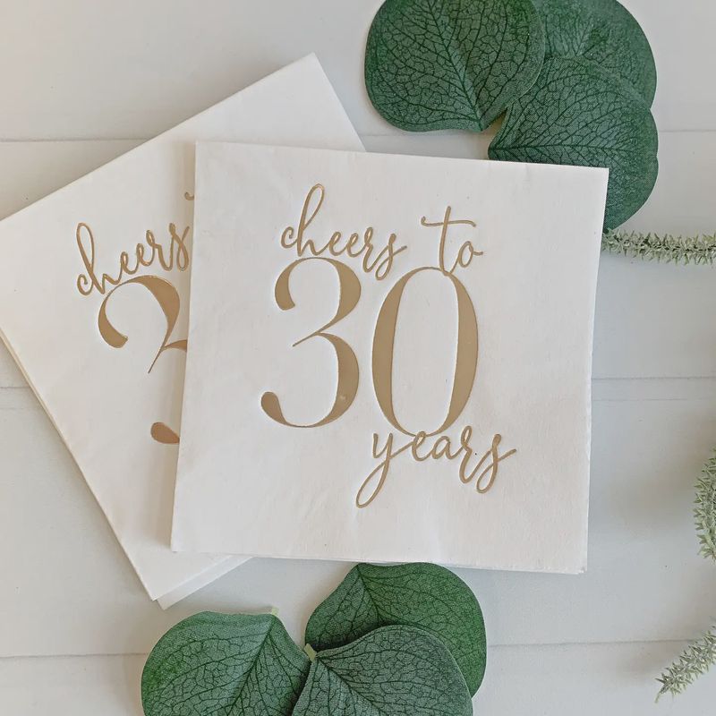 Cheers to 30 Years Gold Napkins