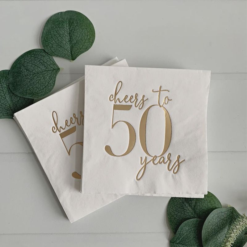 Cheers to 50 Years Gold Napkins