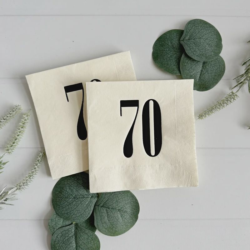 70 Cream &amp; Black Napkins