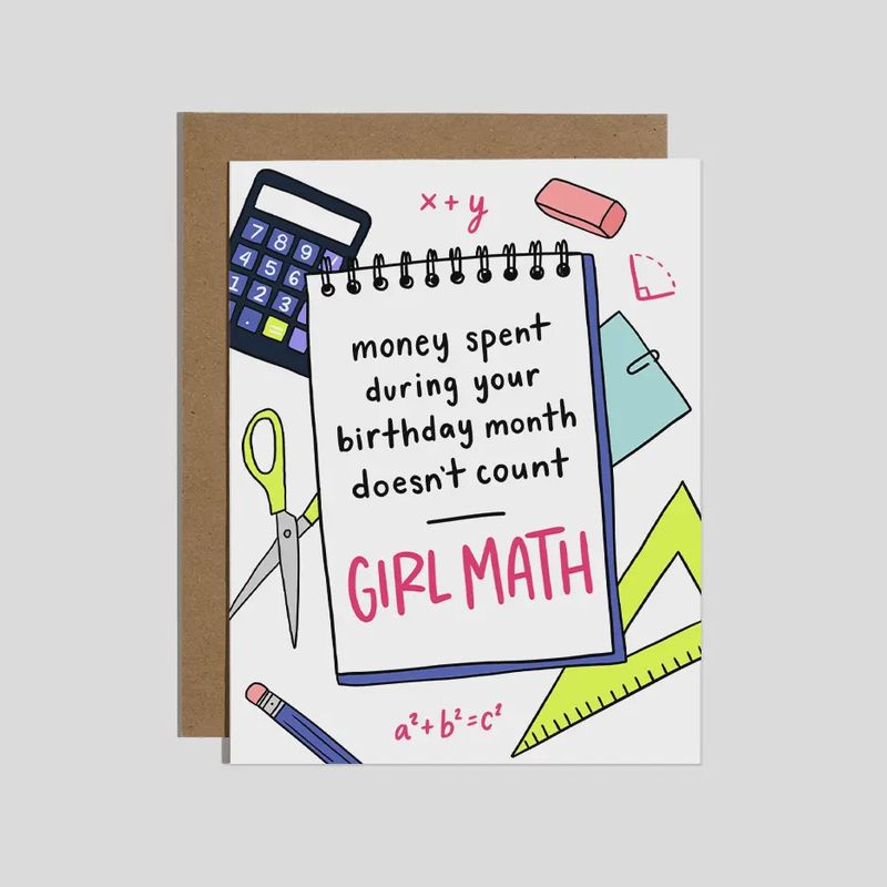 Girl Math Birthday Card