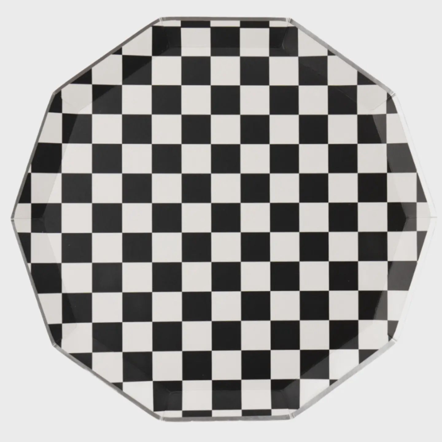 CHECKER DINNER PLATES, Color: BLACK AND WHITE