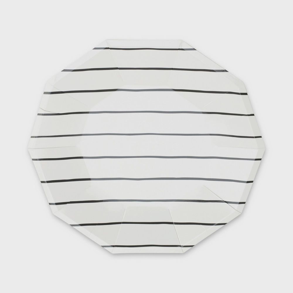 Frenchie Striped Large Plates, Color: Ink