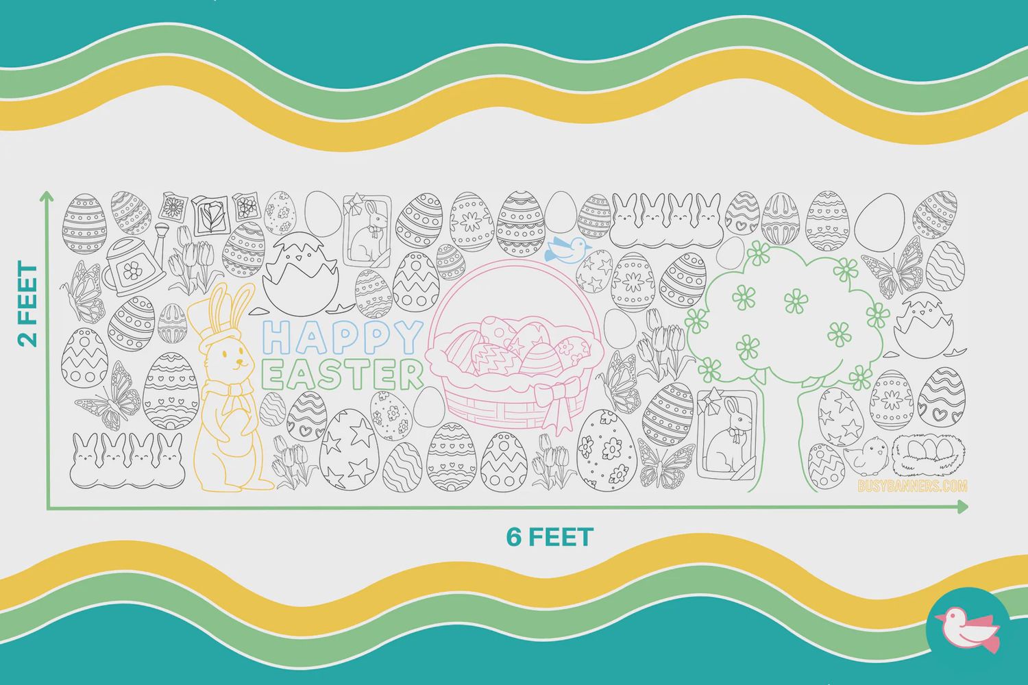 Happy Easter Coloring Banner