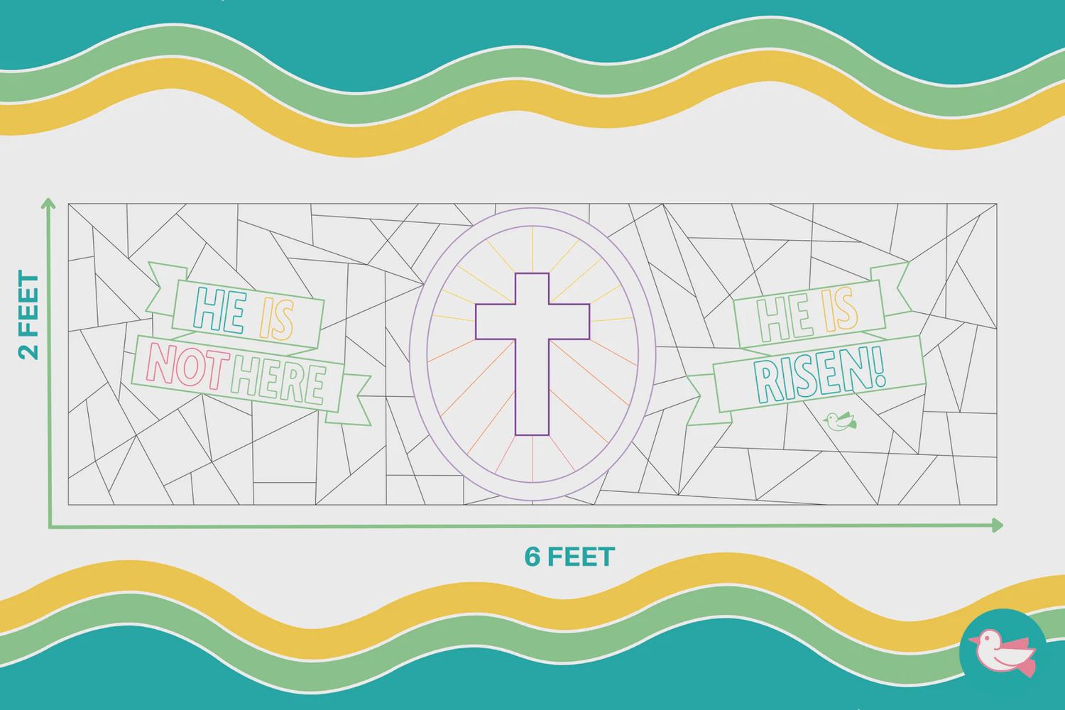 Stained Glass Easter Coloring Banner