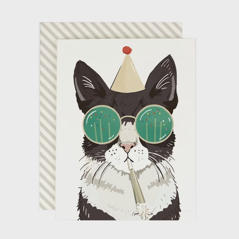 Birthday Party Cat Greeting Card
