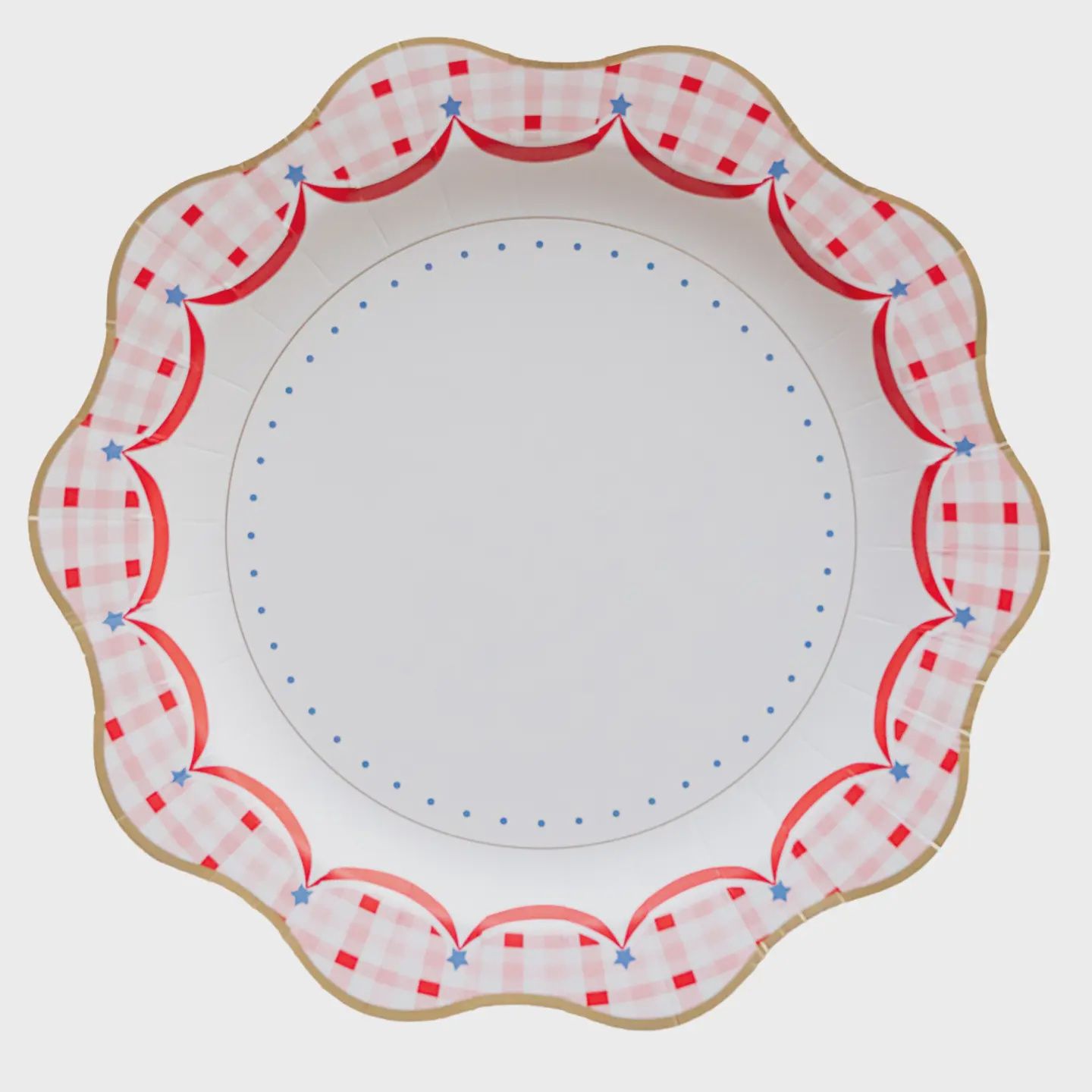 RED GINGHAM 4TH OF JULY DINNER PLATES