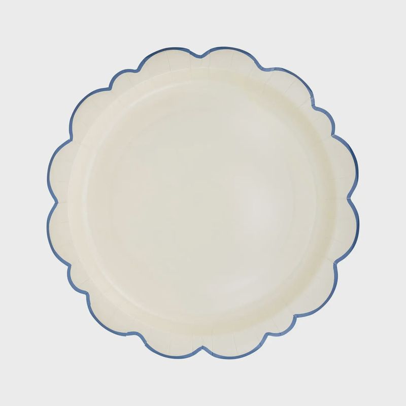 Pembroke Cream with Blue Edge Paper Plate