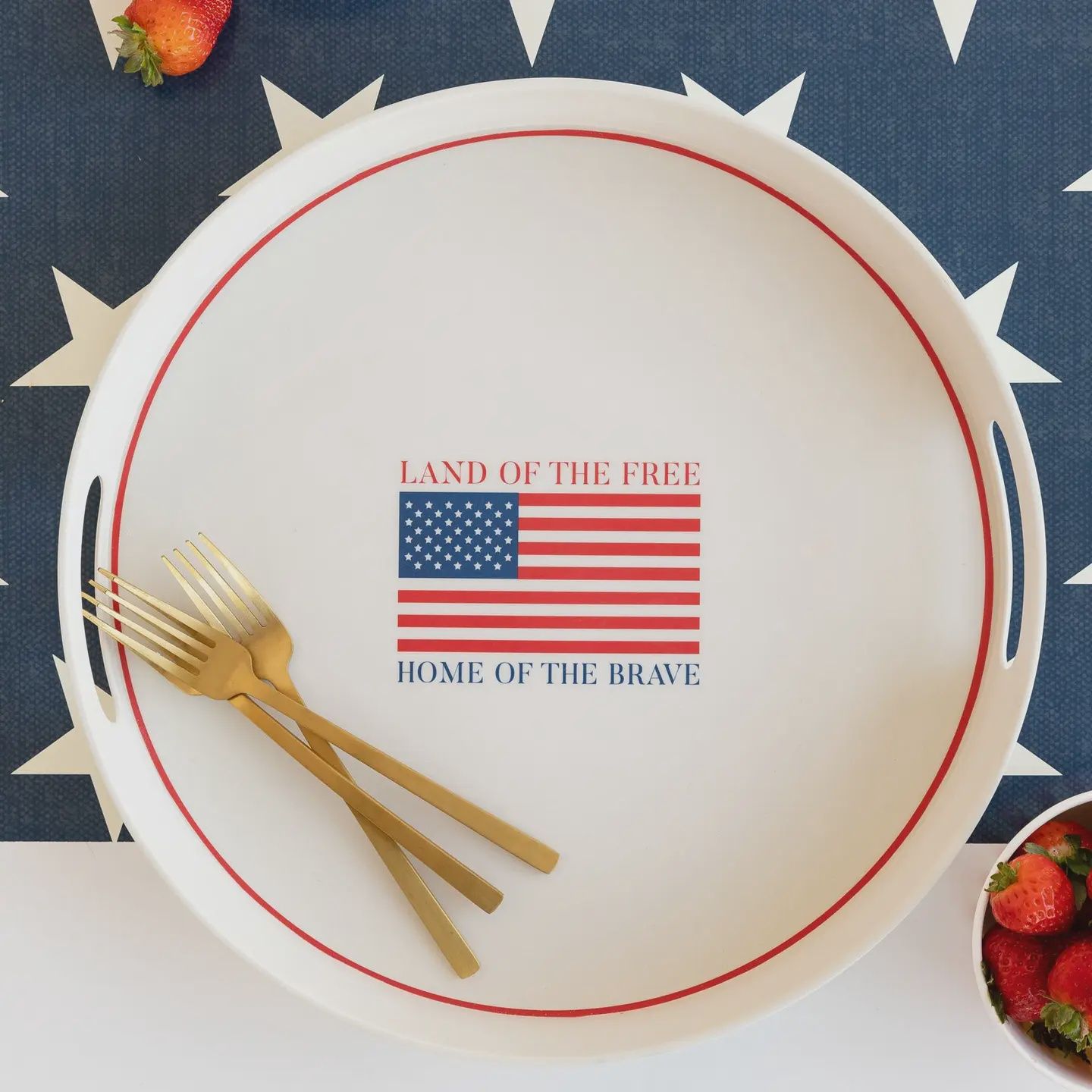 Land of the Brave Reusable Bamboo Round Serving Tray