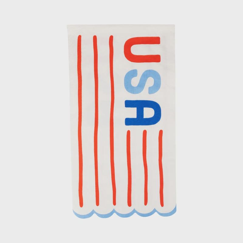 USA Striped Scallop Guest Napkin