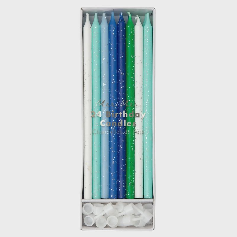 Blue &amp; Green Glitter Candles