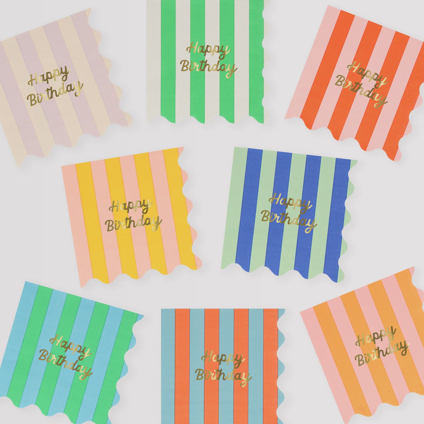 Stripe Happy Birthday Small Napkins
