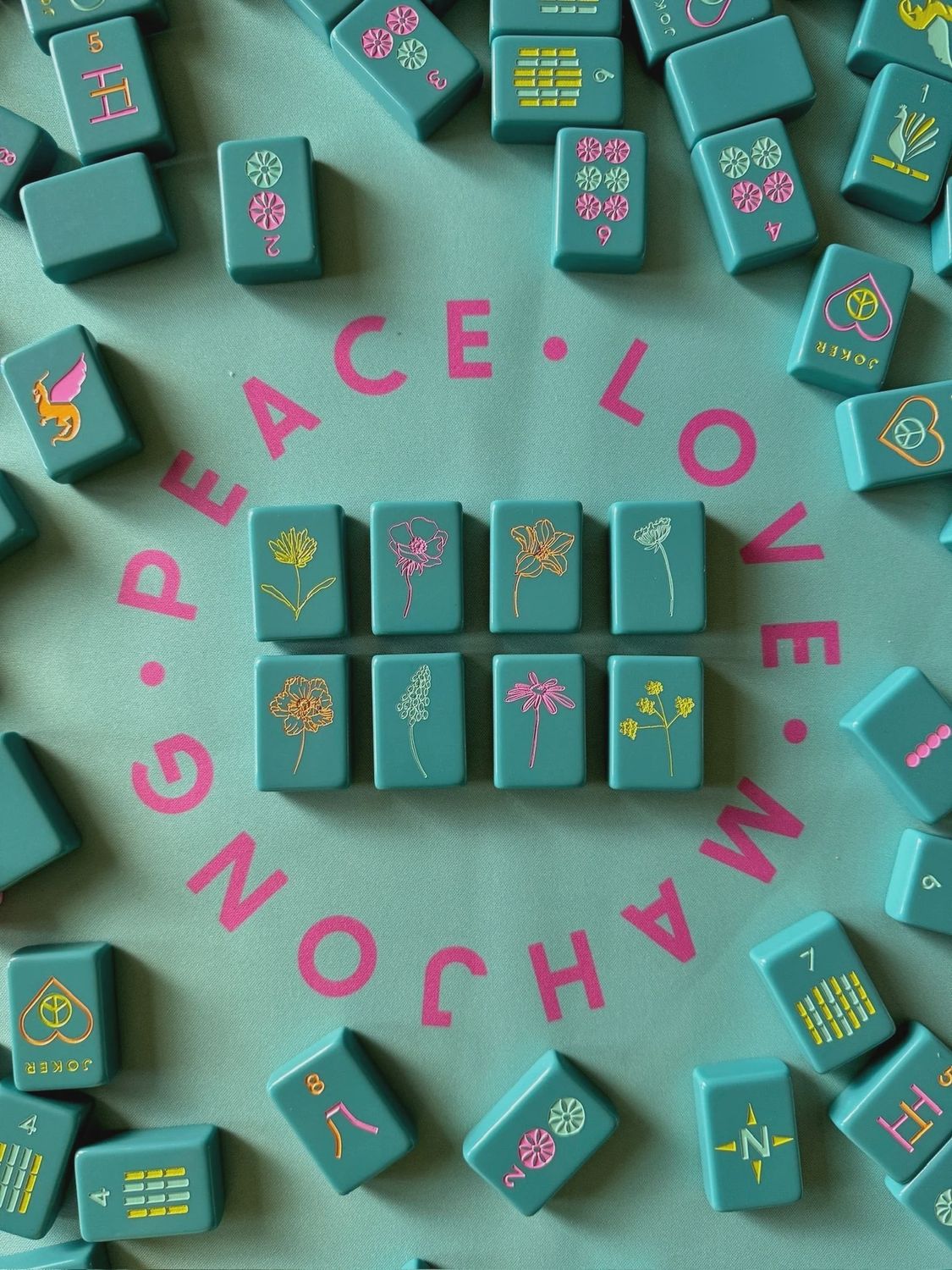 Totally Teal Mahjong Tile Set