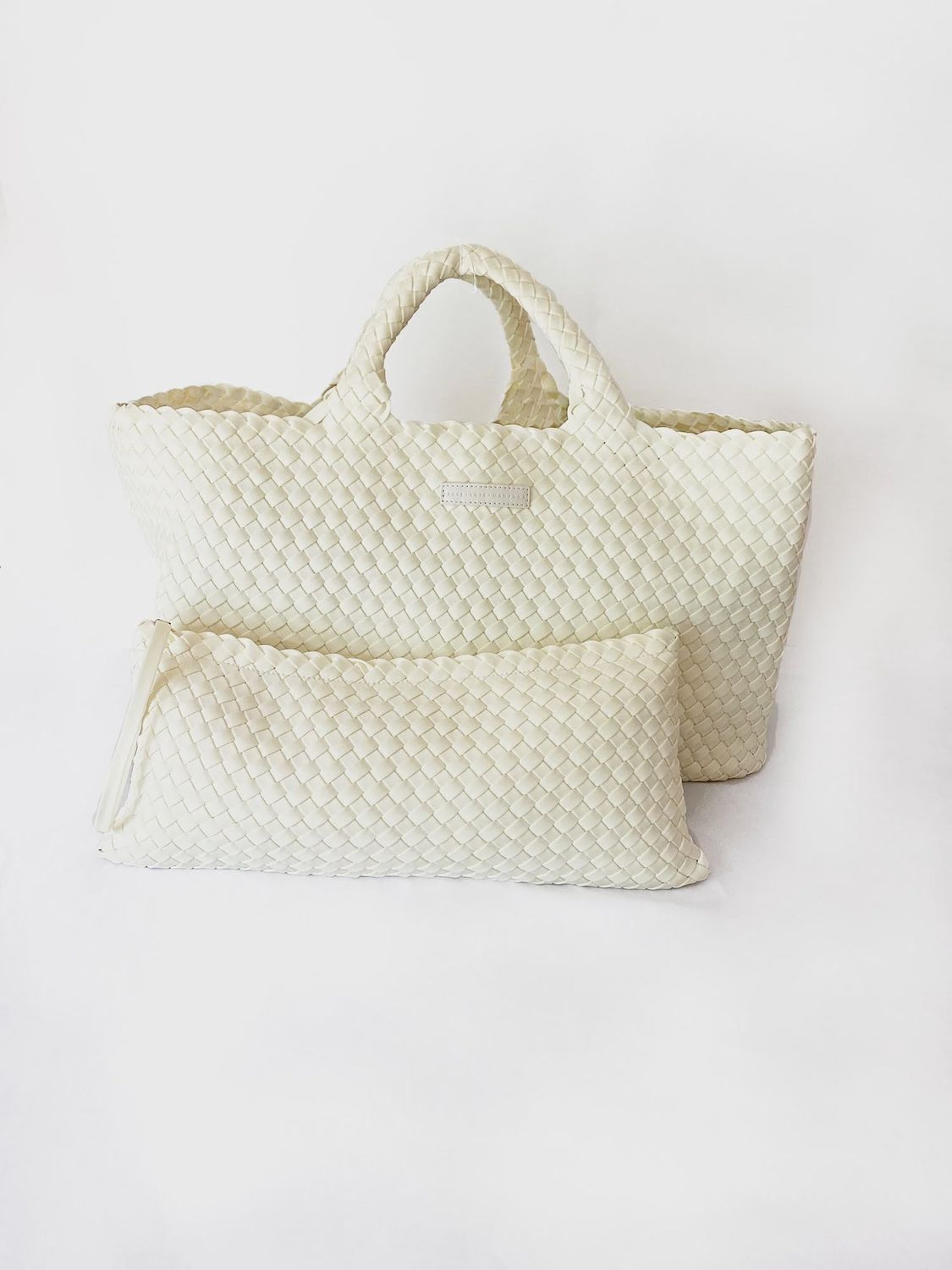 Woven Mahjong Bag Carryall, Color: Cream