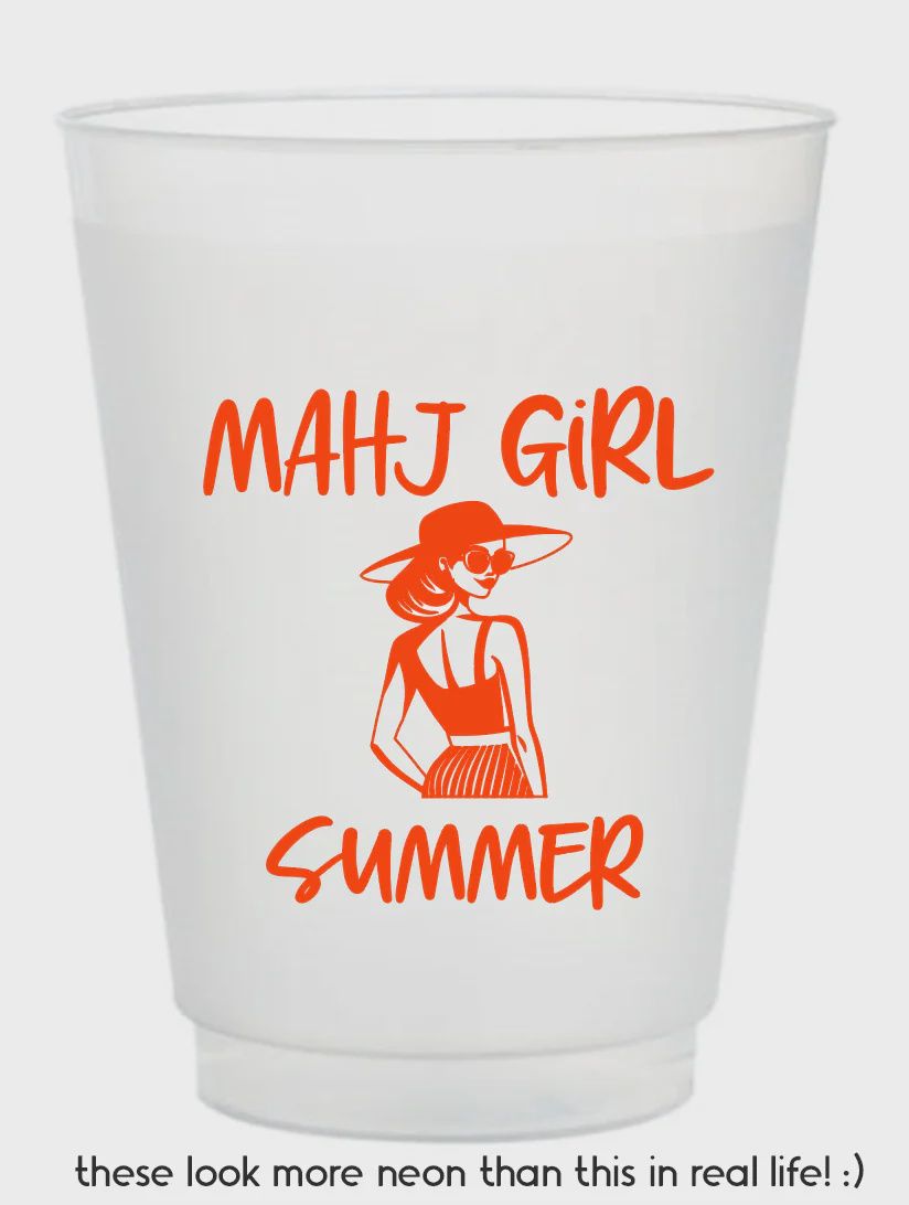 Stadium Frosted Mahjong Cups, Design: Mahj Girl Summer