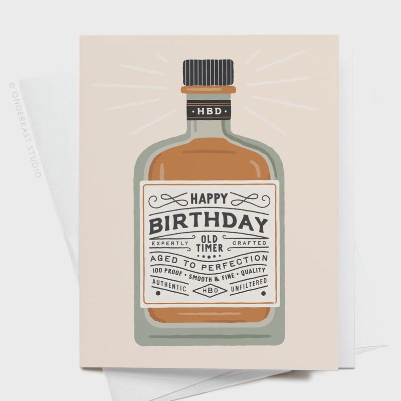 Happy Birthday Whiskey Bottle Greeting Card