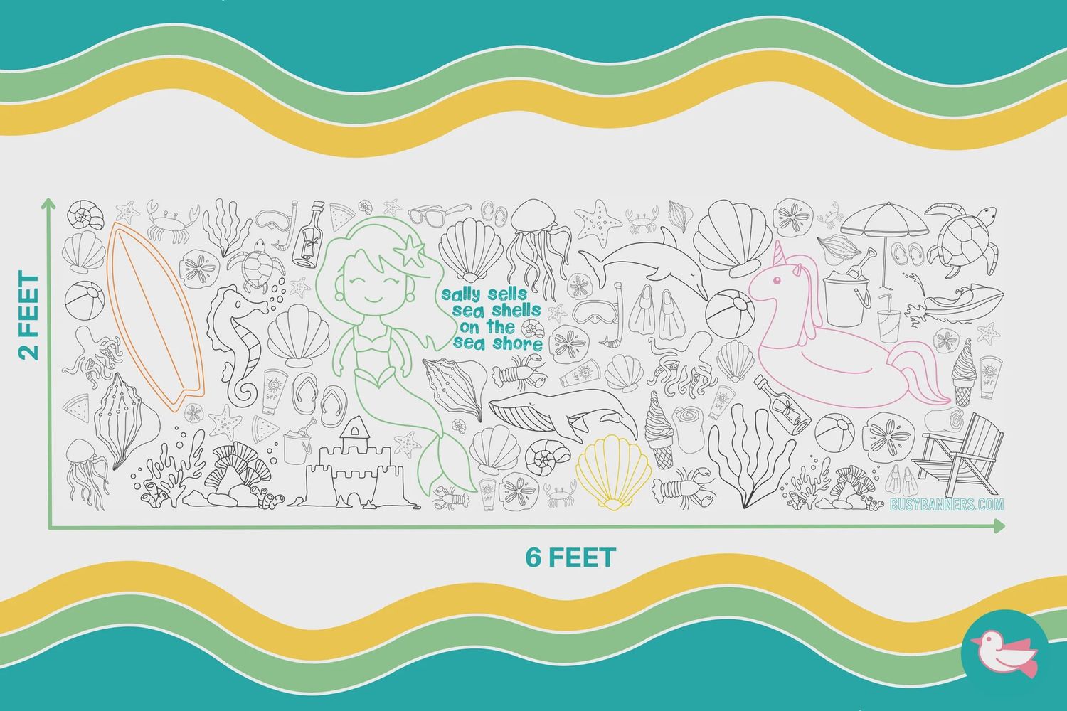 Mermaid Coloring Banner