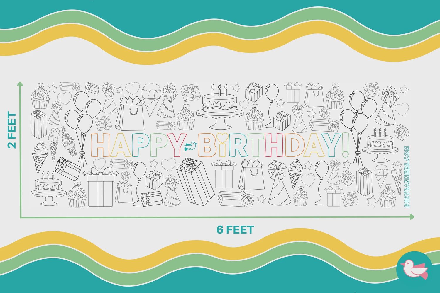 Happy Birthday Coloring Banner