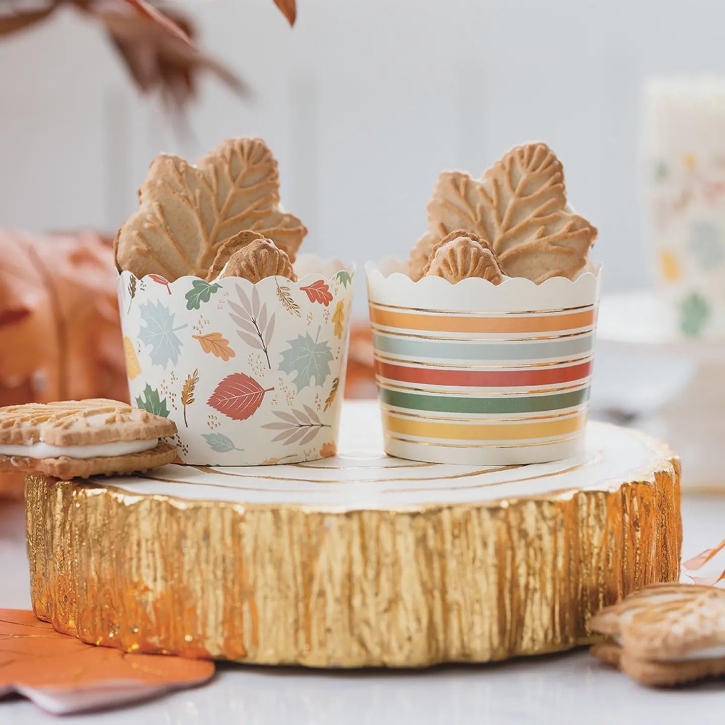 Foiled Thankful Leaves Food Cups