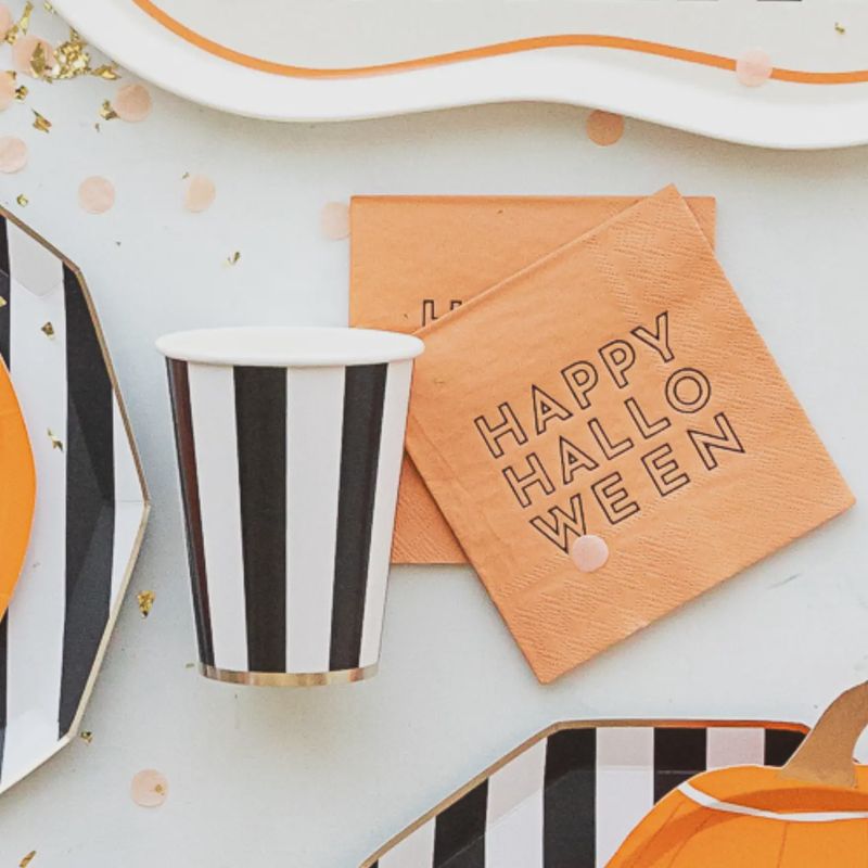 HAPPY HALLOWEEN ORANGE COCKTAIL NAPKINS
