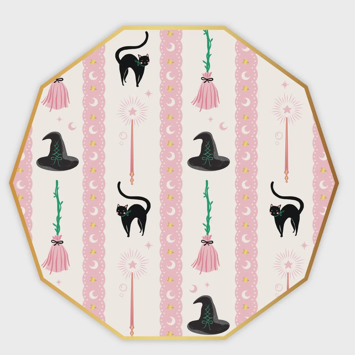 WITCH HAT &amp; BROOM LARGE PLATES